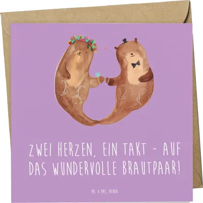 Produktbild von Mr. & Mrs. Panda Deluxe Karte Brautpaar Herzen - Lavendeltraum - Geschenk, ein Takt, Glückwunschkarte, Hochzeitskarte, Bräutigam, Hochtzeit, Einladungskarte, Grußkarte