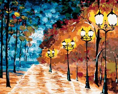 Produktbild von Zuty - Malen nach Zahlen - EINSAM BELEUCHTETER PARK, 40x50 cm, ohne Keilrahmen