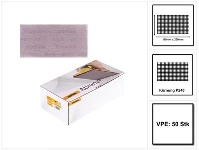 Produktbild von Mirka ABRANET Schleifstreifen Grip 115x230mm P240 50 Stk. ( 5411205025 )