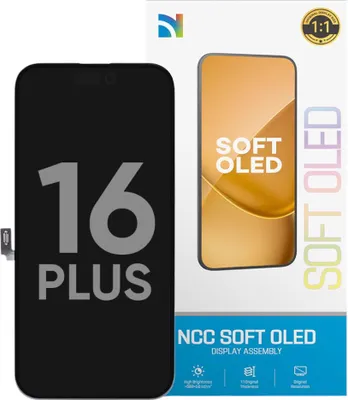 Produktbild von Kompatible NCC Soft OLED Display Touchscreen Bildschirm Schwarz für Apple iPhone 16 Plus A3290, A3082 & Werkzeug
