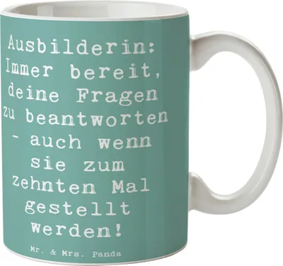 Produktbild von Mr. & Mrs. Panda Teetasse Spruch Ausbilderin Geduld - Meeresbrise - Geschenk, Anerkennung, Dienstleistung, Berufsprodukte, Beruf, Kaffeetasse, Geschenke für Berufstätige