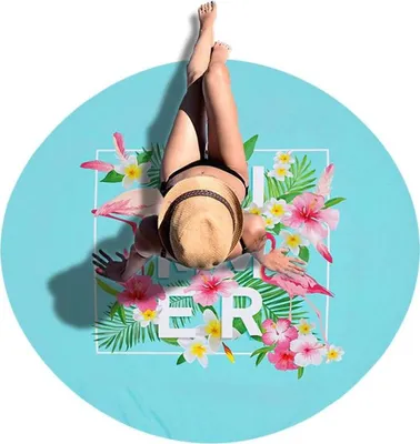 Produktbild von Rundes Badetuch, Blau, 150 cm, schnell trocknend, kuschelig weich, Polyester-Polyamid