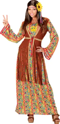 Produktbild von Hippiekostüm mit Fransen für Damen bunt XXL