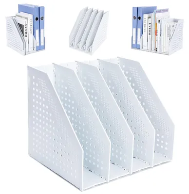 Produktbild von A4 Faltbarer Zeitschriftenhalter mit 4 F?chern, Schreibtisch-Organizer fš¹r Bš¹roorganisation und -aufbewahrung, Schreibtisch-Organizer fš¹r das Schulbš¹ro