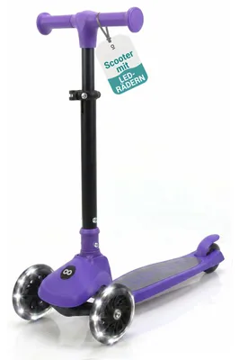 Produktbild von SereneLife Kinderroller ab 3 Jahre in Violett – LED Tretroller faltbar höhenvers