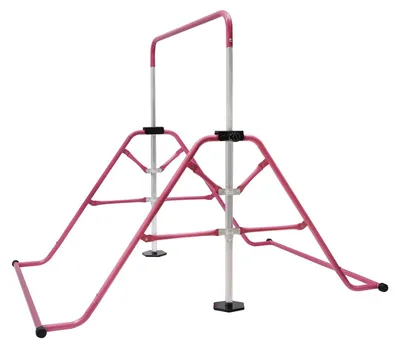 Produktbild von Turnstange für Kinder - Klappbare Gymnastik Reckstange - Höhenverstellbar 115–155 cm - Belastbar bis 80 kg - Für Indoor und Outdoor - Kompatibel mit Schaukel und Ringen - Alter 3–8 Jahre - Pink