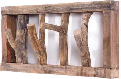 Obrázek produktu pro GARDEROBENLEISTE LIMB | 45x23cm(šxv) Nástěnný věšák z plavého dřeva s větvemi