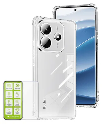Immagine prodotto di Per Xiaomi Redmi Note 14 5G Custodia protettiva in TPU trasparente + vetro H9 da 0,26 mm