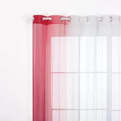 Image de Rideaux transparents - 140 x 265 cm - Rouge et blanc
