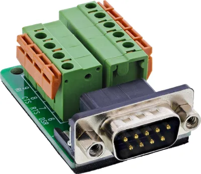 Produktbild von InLine 92501B, Terminal block / D-Sub 9, Schwarz, Grün, Stecker/Buchse, 300 V, 10 mΩ, 100 V