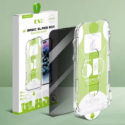 Produktbild von Blickschutz gals für iPhone 15 Pro Max Schutzglas Sichtschutz, [Automatische Staubentfernung] 9H Vollständige Abdeckung Schutzglas Anti-Spy Blasenfrei