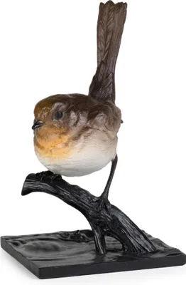Image de Sculpture d'oiseau en bronze peint H 16,5 cm Figurine animale avec motif branche Figurine en bronze de haute qualité Finition détaillée Pour usage intérieur Classique et intemporel