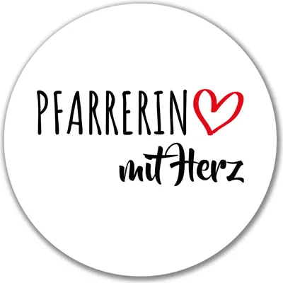 Produktbild von Huuraa Aufkleber Pfarrerin mit Herz 10cm rund Sticker Geschenkidee