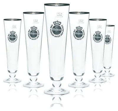 Produktbild von 6x Warsteiner Bier Glas 0,25l Pokal Tulpe Goldrand Gläser Brauerei Gastro Pils