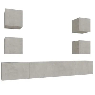 Produktbild von vidaXL 6-tlg. TV-Schrank-Set Betongrau Holzwerkstoff