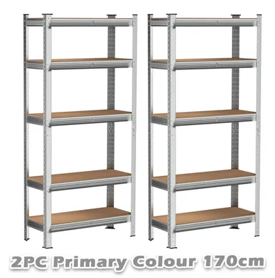 Immagine prodotto di Scaffale per magazzino - Set da 2 scaffali robusti con 5 ripiani - 170 cm - 170 x 70 x 30 cm - Acciaio - Capacità di carico: 875 kg - Montaggio senza utensili