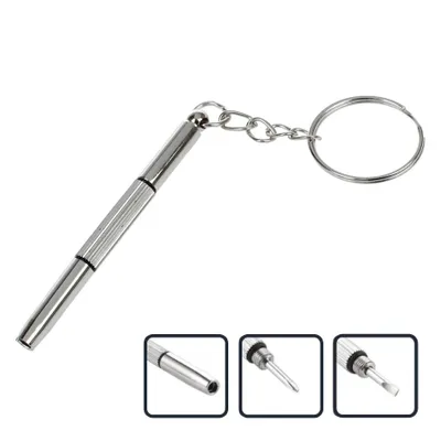 Produktbild von Genieforce 3-in-1 Mini Precision Schraubenzieher Schlüsselanhänger für Brillen, Sonnenbrillen, Schmuck und Uhren Reparatur