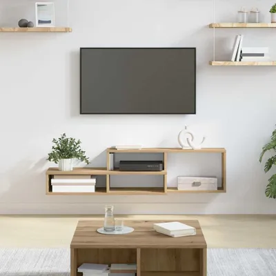 Zdjęcie produktu dla Maison Exclusive – ścienny stojak pod telewizor 120 x 25 x 28,5 cm, materiał drewnopochodny