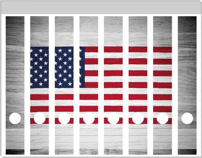 Produktbild von Wallario Ordnerrücken Sticker, selbstklebend für schmale Ordner, 8 Stück, Motiv USA Flagge auf Holz