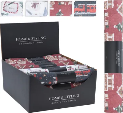 Productafbeelding van Decostof kerstprint 28x200 cm 4ass Nampook