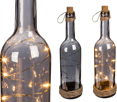 Produktbild von OOTB Rauch-Glasflasche mit 10 warmweißen LED