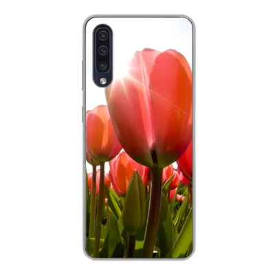 Produktbild von MuchoWow® Handyhülle Schutzhülle Hülle für Samsung Galaxy A30s Blumen - Tulpen - Sonne Silikon Softcase Handy Hülle - Karteninhaber
