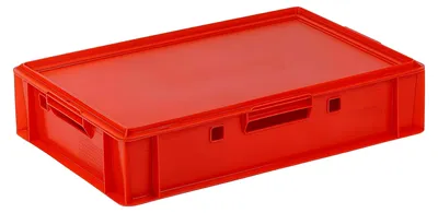 Produktbild von E1 Kisten 600x400x125 mm Fleischkasten Lagerkiste Metzgerkiste rot mit Deckel