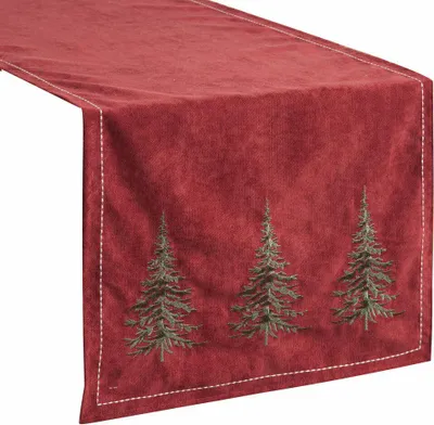 Produktbild von EUROFIRANY | Dekoband für Tisch - Weihnachts-Tischband - 40 x 183 cm - Rot - Fichte - Weihnachtsläufer - Weihnachten