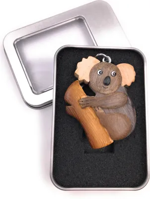 Image de Porte-clés bois Koala marsupial Australie Zoo Animal Pendentif en boîte cadeau