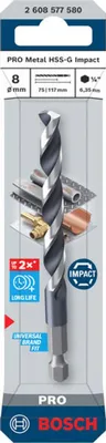 Image de Foret hélicoïdal Bosch PRO Metal HSS-G Impact, 8 x 75 x 117 mm