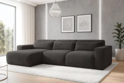 Image de AX LIVING Canapé d'angle convertible Ruyam Gris Canapé 310 cm G