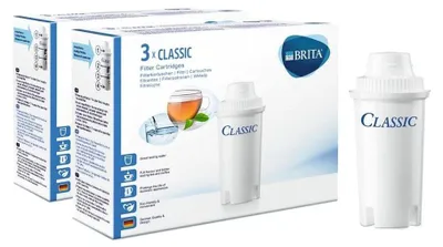 Two boxes of Brita Classic filter cartridges and one individual filter cartridge.