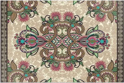 Produktbild von Klassisches orientalisches Blumenmuster – Vinylteppich – 120x180 cm – Outdoor Teppich – Terrasse – Wetterfest – Modern