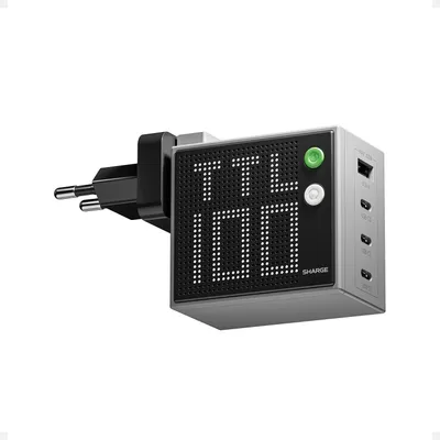 Produktbild von SHARGE Pixel 100W GaN USB-C+USB-A Schnellladegerät kompakt grau PD Fast Charge