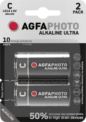 Obrázok produktu pre Alkalické batérie Agfaphoto, detské, C, LR14, 1,5 V Ultra, maloobchodný blister (2 balenia)