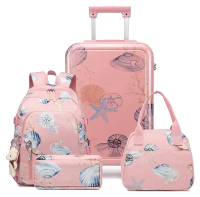 Obrázok produktu pre Sada detského kufra s ruksakom – ľahký kufor na kolieskach, rozmer 53x34x21 cm