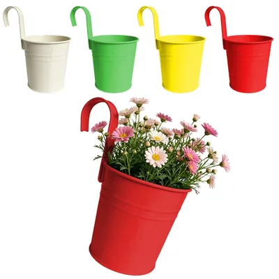 Produktbild von Elzusha – Set aus 4 Hängekörben aus verzinktem Eisen für Blumen