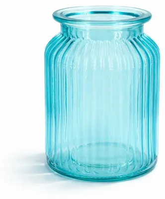 Produktbild von Windlicht Glas gerillt 11x14,5cm türkis
