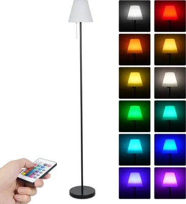 Produktbild von RGBW LED Stehlampe Outdoor Solarlampe Bunte Schreibtischleuchte mit Fernbedienung Zugkettenschalter Nachttischlampe Leselampe USB wiederaufladbar fuer Wohnzimmer Schlafzimmer