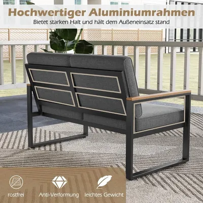 Obrázok produktu pre Balkónový nábytok súprava záhradného nábytku odolná voči poveternostným vplyvom s hliníkovým rámom súprava balkóna s lavicou sivej farby
