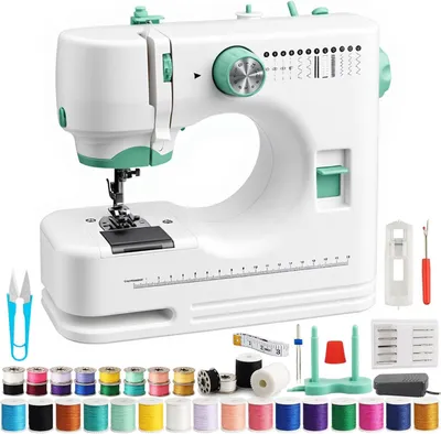 Produktbild von Nähmaschine, Haushaltsnähmaschine, Elektrische Nähmaschine, Strickmaschine, Handnähmaschine, 12 Stichprogrammen, mit Fußpedal, Nähset, für Nähanfänger