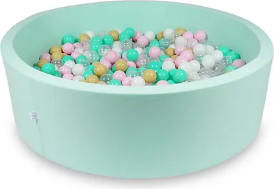 Produktbild von Bällebad 130x40cm mint – Mit 700 Bällen / weiß, babyrosa, transparent, beige, mint