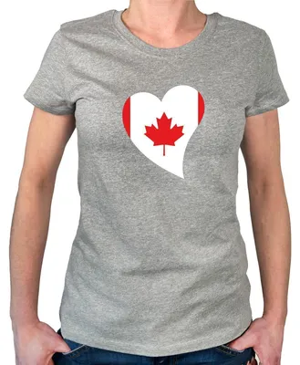 Produktbild von Huuraa Damen T-Shirt Kanada Flagge Herz XL Sport Grey Bio Baumwolle Fairtrade Damenshirt Geschenkidee