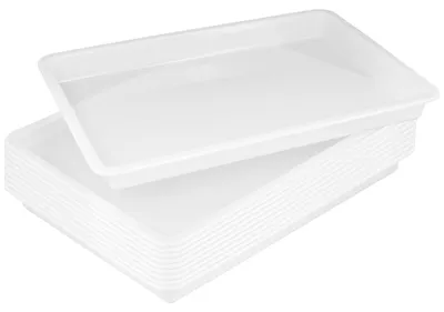 Serviertabletts 10er-Set, 39,5x28,5x4 cm, weiß, PP-Kunststoff, stapelbar