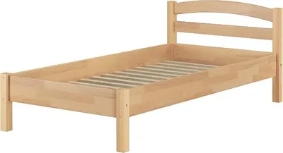 Imagen del producto de Cama individual de madera maciza de haya, 100 x 200 cm, con somier