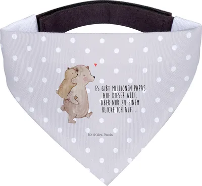 Produktbild von Mr. & Mrs. Panda Halstuch Für Hunde Papa Bär - Grau Pastell - Geschenk, Muttertag, Geburtstag, Tuch, Hundehalstuch, Vatertag, Hunde-Halstuch, Hund