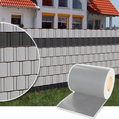 Produktbild von Sichtschutz Rolle 35m blickdicht PVC Zaunfolie Sichtschutzfolie Windschutz für Doppelstabmatten Zaun Sichtschutzrolle - Grau