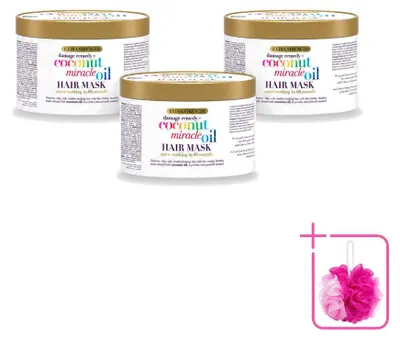 Obrázok produktu pre 3 ks masky na vlasy OGX Coconut Miracle Oil – pre poškodené vlasy – 300 ml – výhodná sada – 3 kusy