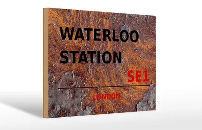 Produktbild von Holzschild London 30x20cm Waterloo Station SE1