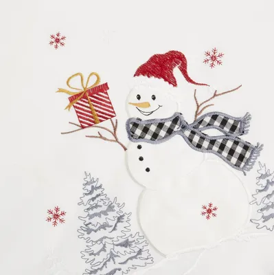 Produktbild von Kissenhülle 40 x 40cm mit Stickerei Schneemann 40 x 40 cm Kissenhülle - ecru
